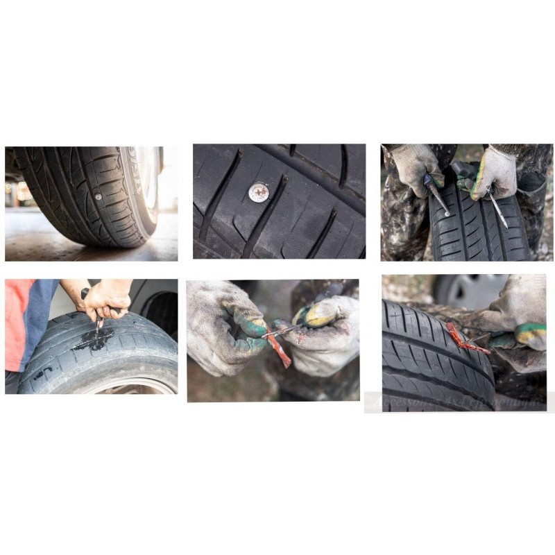  Bomtop Kit Réparation Pneu Tubeless, Meche Pneu crevaison Kit  de réparation de Pneu pour Voitures, Moto, VTT, Jeep, SUV, Réparation de  Pneu Plat Outillage de réparation des pneus